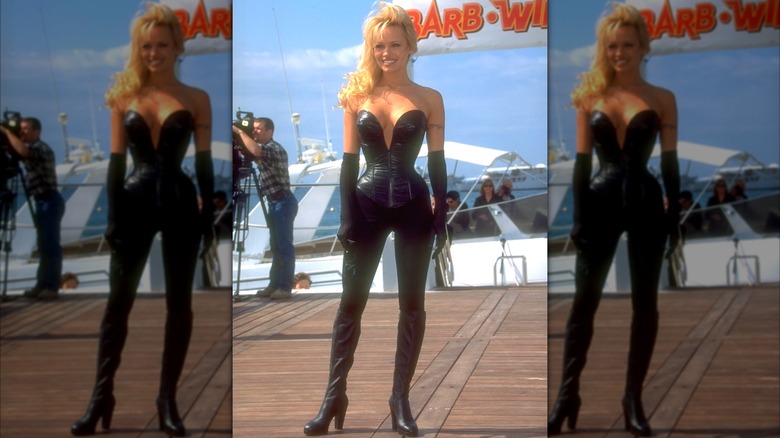 Pamela Anderson stands for a photo op during the Cannes Film Festival in 1995