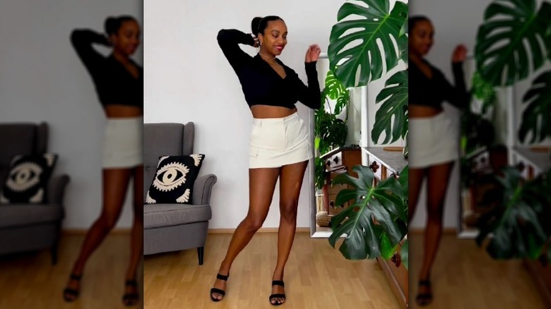 Woman in cargo skort