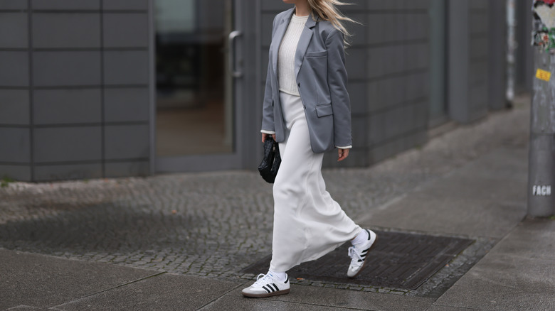 woman in white slip skirt 