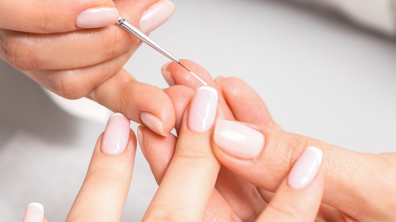 Doing French manicure