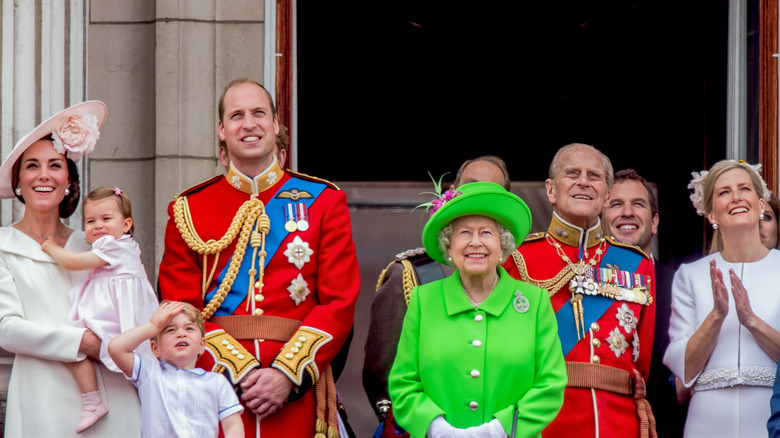 The royal family on the balcony of Buckingham Palace