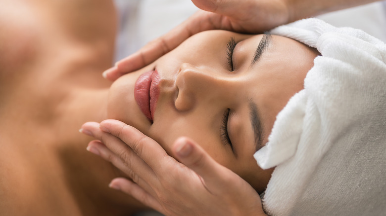 Woman getting a facial