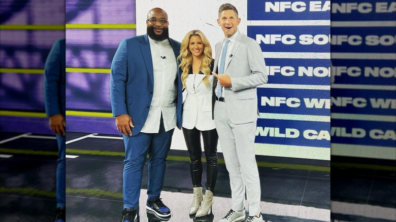 Laura Rutledge on set with her co-stars