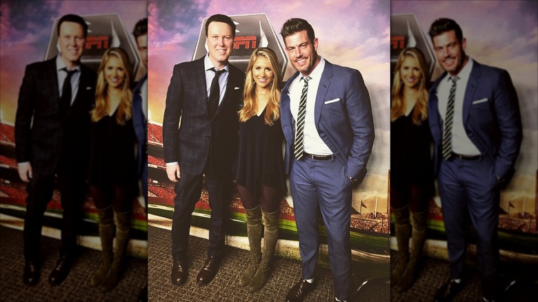 Laura Rutledge in a waterfall dress with Jesse Palmer