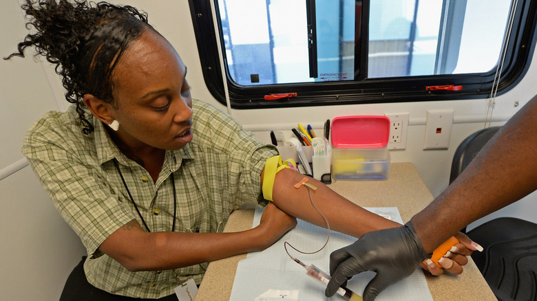 woman getting sti test