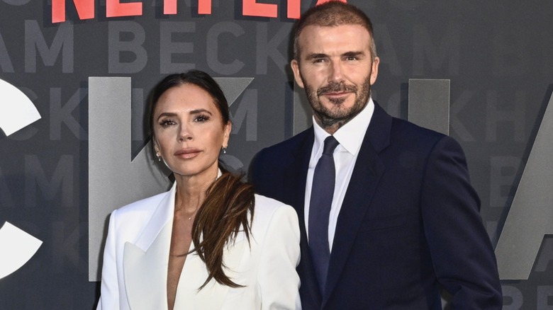 Victoria Beckham and David Beckham on the red carpet together
