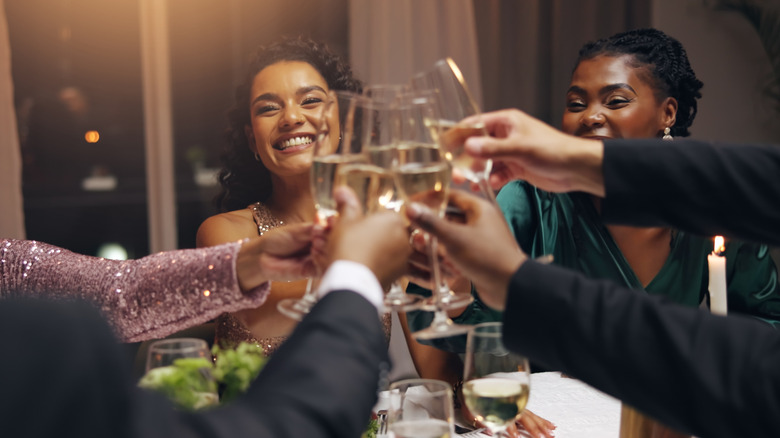 Women toasting with champagne