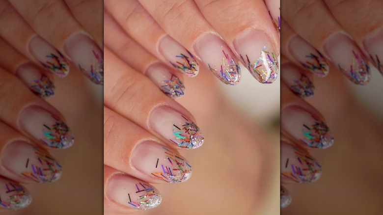 Multicolor confetti nails