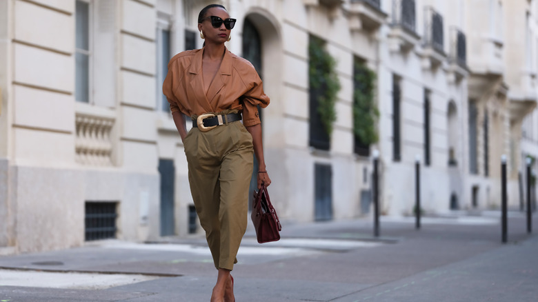 Walking down street