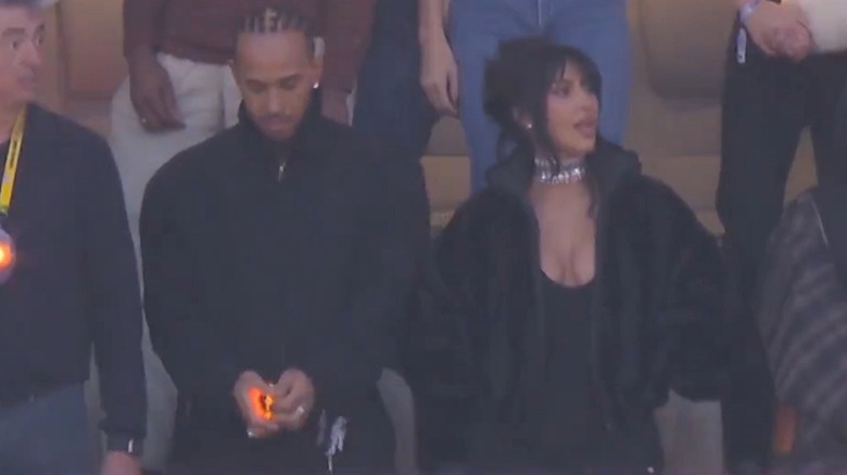 Lewis Hamilton and Kim Kardashian at the Super Bowl