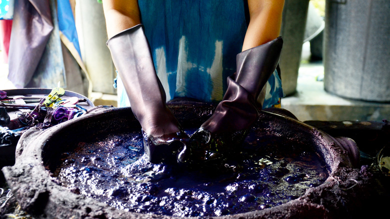 woman dyeing dress