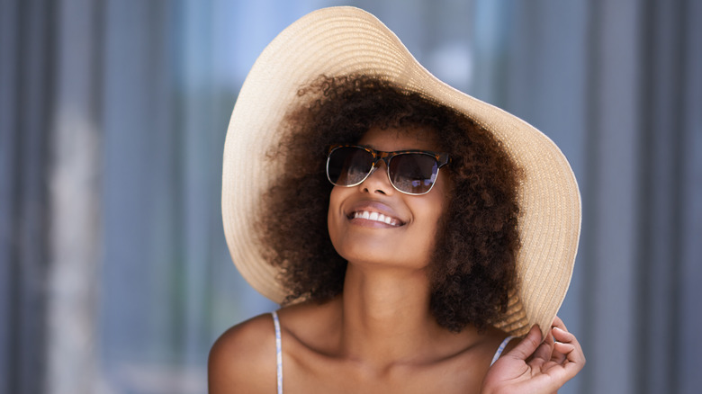 Woman in sun hat
