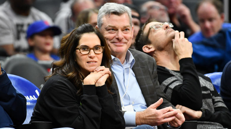Jami Gertz and Tony Ressler at an Atlanta Hawks game in 2019