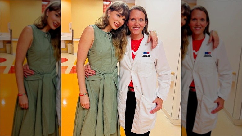 Taylor Swift in a green dress