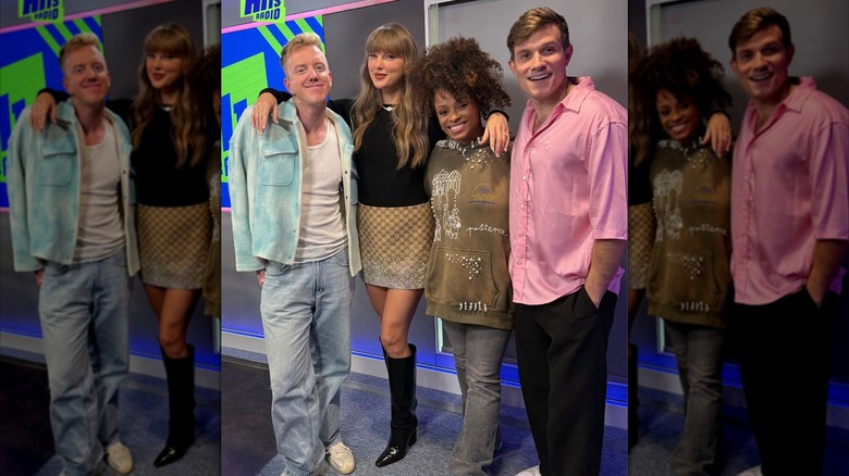 Taylor Swift with the hosts of Hits Radio UK