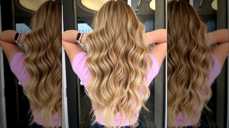 Warm blonde wavy hair