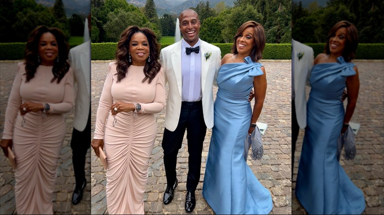 Gayle King, Oprah Winfrey and King's son on his wedding day
