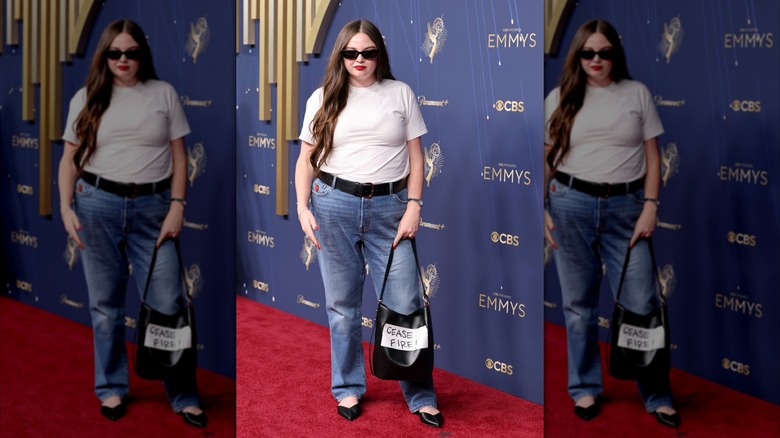 Megan Stalter on the 2025 Emmys red carpet