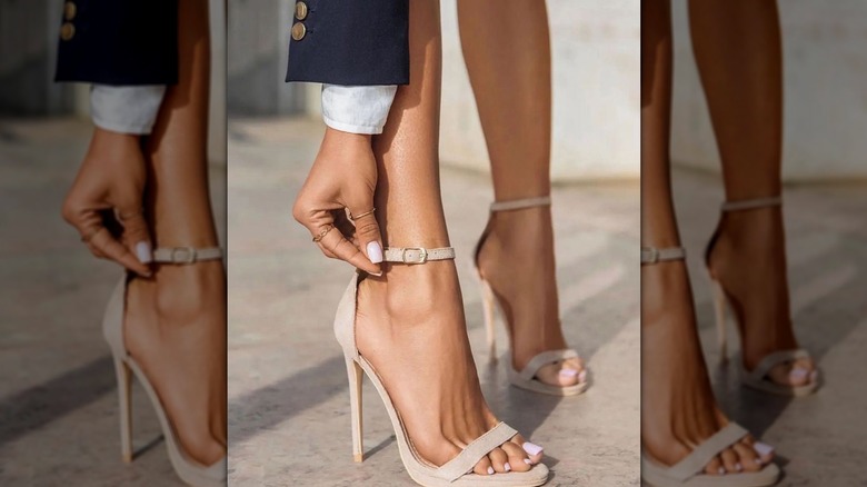 Beige high heels