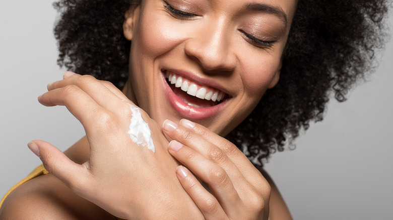 Lotion on hand
