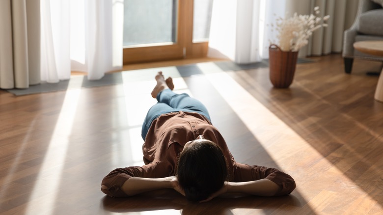 Laying on floor