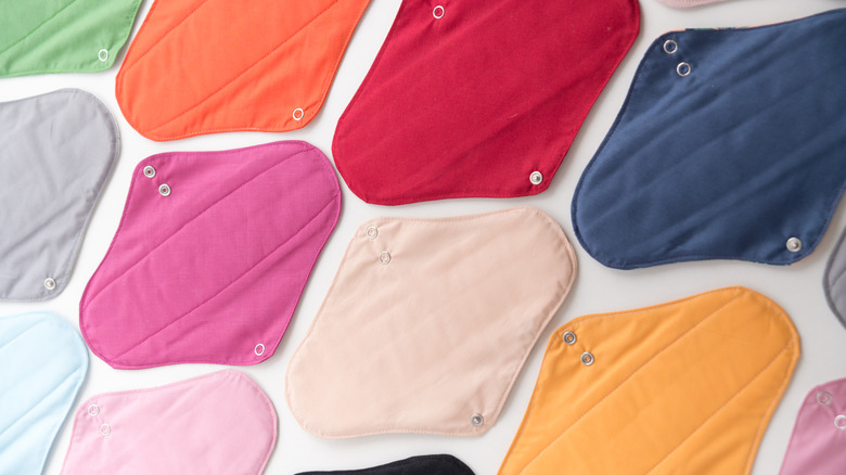 reusable menstrual pads on display