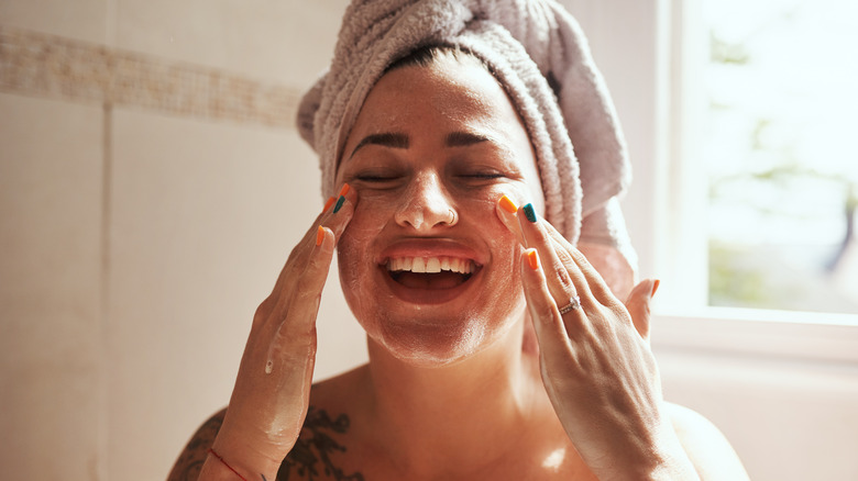 Washing face