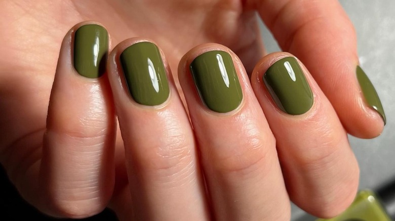 Olive green nails