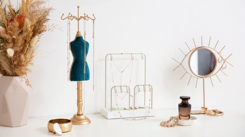 Jewelry stands with necklaces