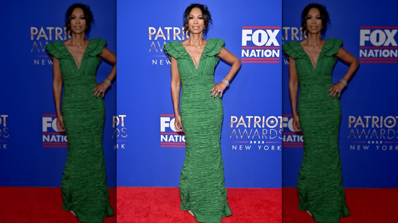 Harris Faulkner in a green dress at the Patriot Awards 2025