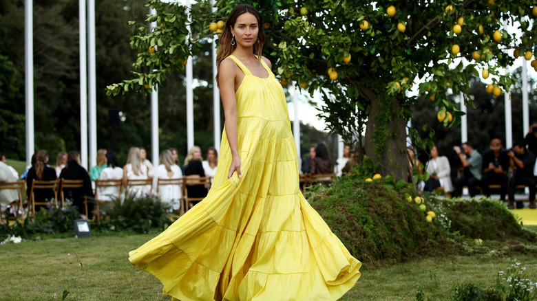 A model posing on the runway