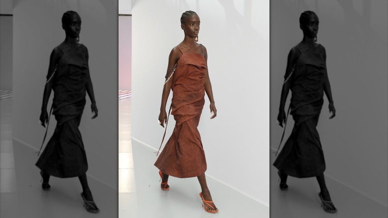 A model walks for Paris Fashion Week Spring/Summer 2021