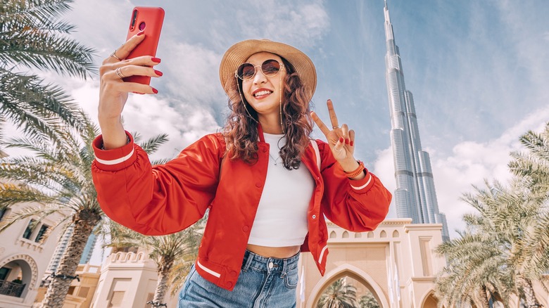 Woman taking selfie