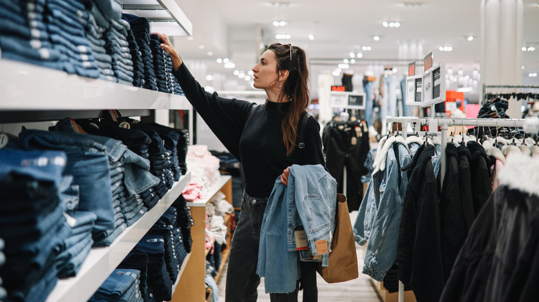 Woman shopping for denim