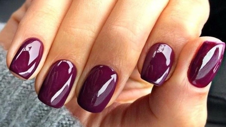 Deep plum nails