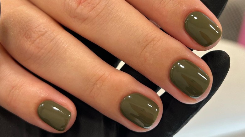 Muted olive nails