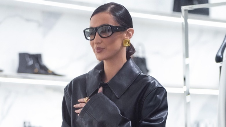 Bella Hadid wearing chunky sunglasses