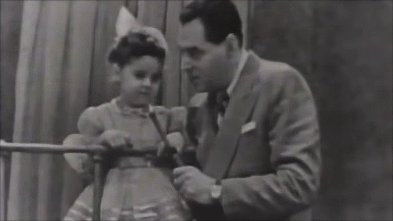 Black-and-white photo of a young Bernadette Peters on "Juvenile Jury."