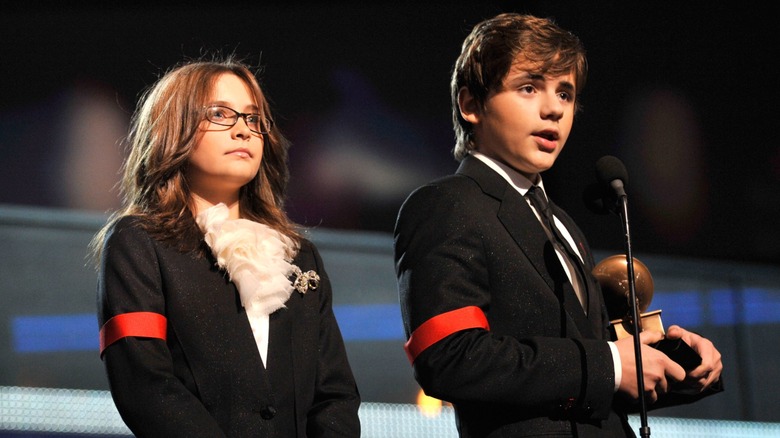 Paris Jackson and Prince Jackson on stage at the 2010 Grammys