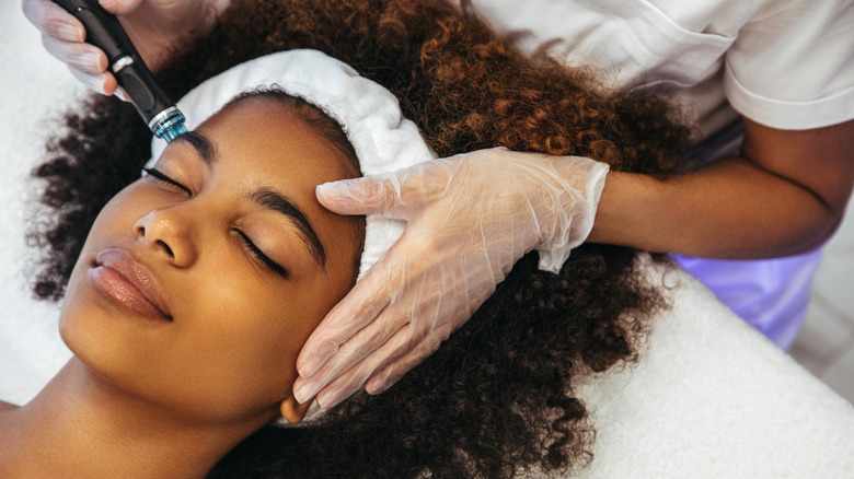 Getting skincare treatment