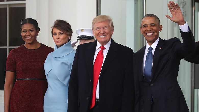 The Trumps with the Obamas in 2017
