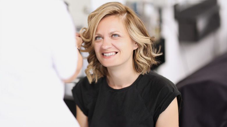 Woman with blond highlights