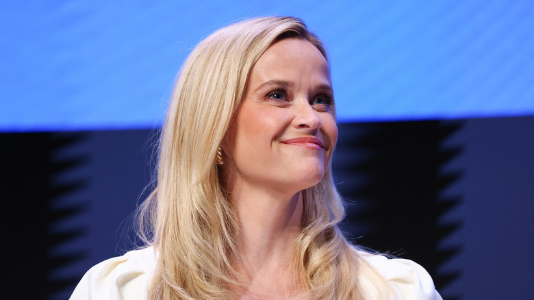 Reese Witherspoon speaking on a panel
