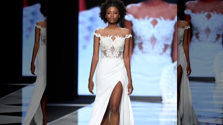 bridal dress with leg slit