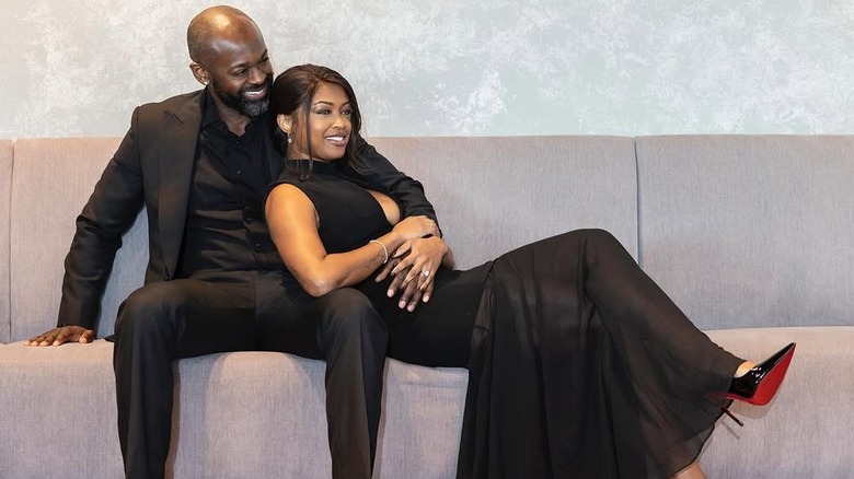 Javicia Leslie with husband Nana-Yaw Asamoah during engagement