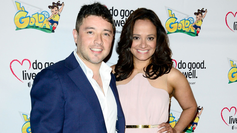 Judy Reyes and George Valencia at the premiere of "LA GOLDA"