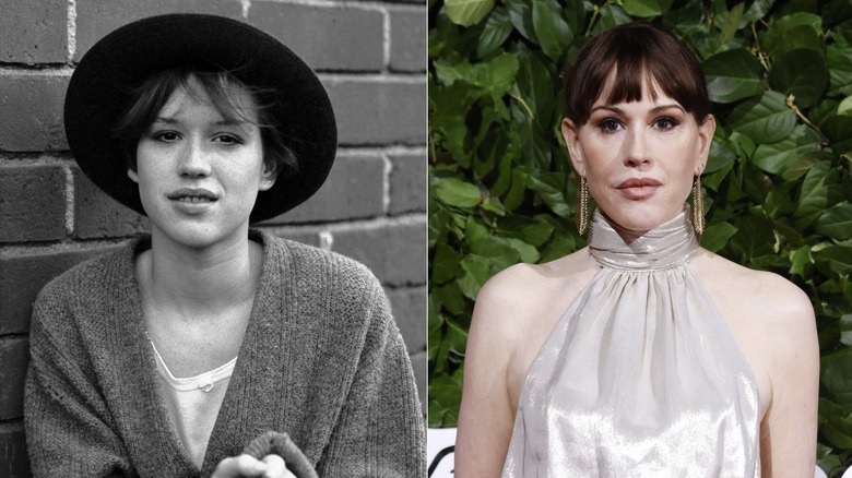 Side-by-side pictures of a young and current Molly Ringwald