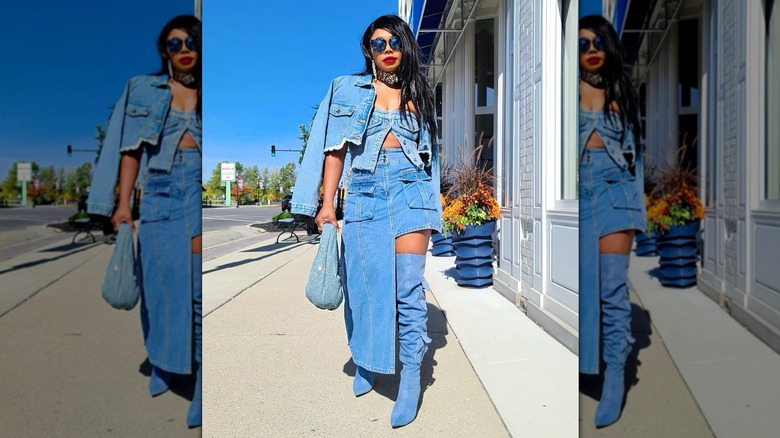 Rhinestone denim bag