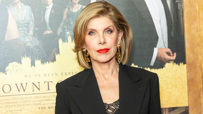Christine Baranski on the red carpet with red lipstick