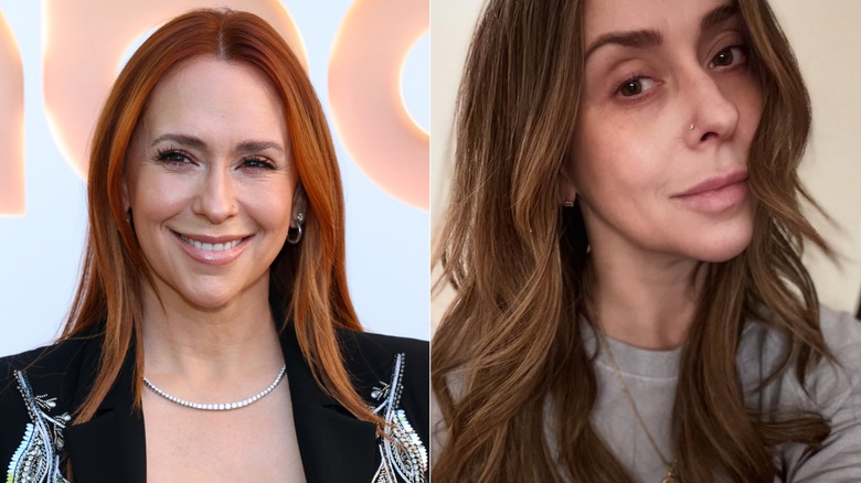 Jennifer Love Hewitt with and without makeup, side by side photos
